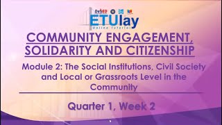 The Social Institutions Civil Society and Local or Grassroots Level in the Community [upl. by Vale]