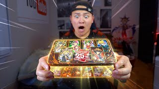 OPENING KONAMIS NEW YUGIOH 25TH ANNIVERSARY TIN OF DUELING HEROES ANIME BOX New Rarity [upl. by Tegirb]