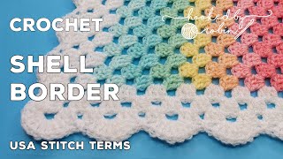 Crochet Border for Granny Blankets  Shell Scalloped Edge Easy [upl. by Naeerb]