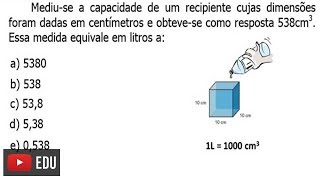 Exercício de Conversão de Centímetros Cúbicos em Litros [upl. by Ormiston89]