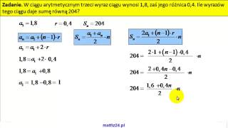 Suma ciągu arytmetycznego  Zadanie trudniejsze  MatFiz24pl [upl. by Kelsy814]