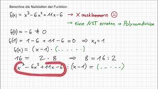 Polynomdivision – Nullstellen ganzrationaler Funktionen 3 Grades [upl. by Ahsitul]