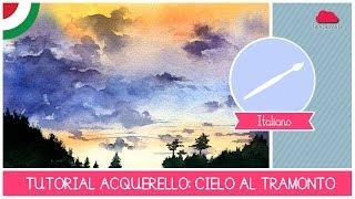 Corso di Acquerello BASE tutorial come dipingere un cielo al tramonto  LEZIONE 06 [upl. by Orian]