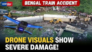 Bengal Train Accident Scary Drone Visuals Show Extreme Damage At The Accident Spot [upl. by Siuqaj]