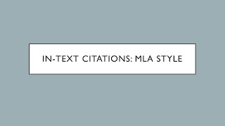 InText Citation MLA Style [upl. by Ardnaxela170]