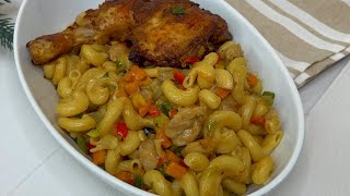 Macaroni amp Chicken stir fry the whole family can have for launch  A very delicious meal [upl. by Ynaffet]