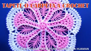 TAPETE N° 16 O CARPETA A CROCHET PASO A PASO con puntos Garbanzos o Puff en VIDEO TUTORIAL [upl. by Millburn]