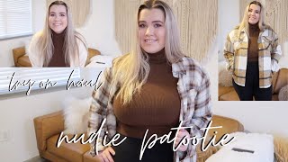 NUDIE PATOOTIE CLOTHING TRYON HAUL  Paige Koren [upl. by Monah]