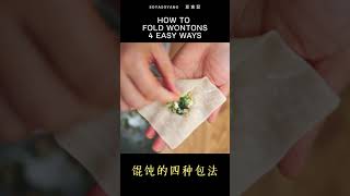 Vegan Wontons  How to Wrap Wontons  4 EASY Ways  四种馄饨包法 shorts [upl. by Lishe]