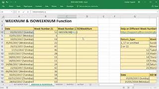 Use Excel To Convert Date To Week Number Using WEEKNUM and ISOWEEKNUM [upl. by Nehr]