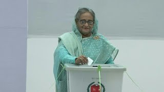 Bangladesh PM Hasina votes in election without opposition  AFP [upl. by Viridis]