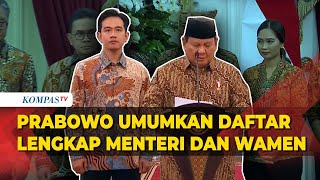 FULL Daftar Lengkap Kabinet Merah Putih Presiden Prabowo Subianto Umumkan di Istana Merdeka [upl. by Ytissac282]