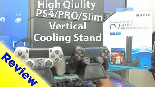 Lets Review PS4PS4 PROSlim Vertical Cooling Stand With Controller Charger amp Games Storage Kootek [upl. by Idnahs]