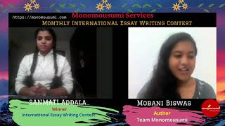 Interview of SANMATI Addala Winner of the Monthly International Essay Contest  Host Mobani Biswas [upl. by Aiekram]