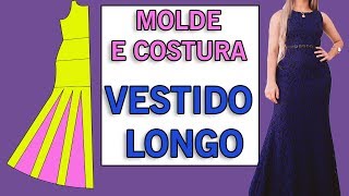 Molde e Costura  Vestido Sereia Longo em Renda [upl. by Rosa]