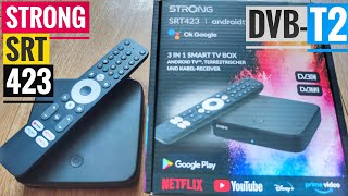 STRONG SRT423 💥 DVBT2 DVBC amp AndroidTV Box 💥 [upl. by Atrebla889]