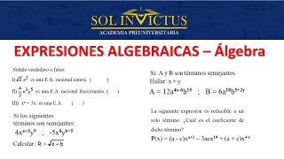 EXPRESIONES ALGEBRAICAS Y TÉRMINOS SEMEJANTES  NIVEL ESCOLAR Teoria y Ejercicios [upl. by Poulter]