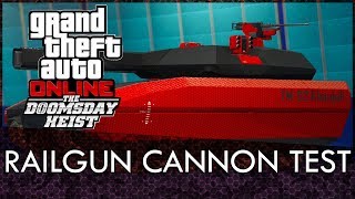 GTA Online Khanjali Tank Regular VS Railgun Cannon Range Test Doomsday Heist DLC [upl. by Wyatt]