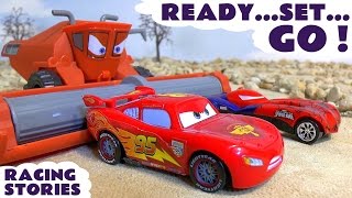 Cars Toys Racing with Lightning McQueen and Frank [upl. by Kaete]