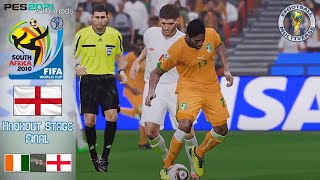 🏴󠁧󠁢󠁥󠁮󠁧󠁿 Inglaterra  Costa Marfil  Final  Sudáfrica 2010 ️⚽️ PES 2021 mods [upl. by Mariejeanne]