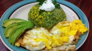 Green rice recipe  How to cook Mexican rice made with poblano peppers [upl. by Anrak]