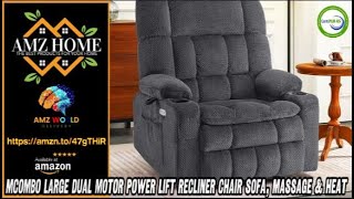 Describing MCombo Large Dual Motor Power Lift Recliner Chair Sofa Massage amp Heat Amazon [upl. by Sitruk]