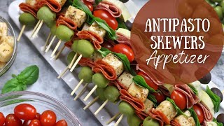 Antipasto Skewers  Easy Cold Italian Appetizer Affordable Make Ahead Party Recipe [upl. by Nodgnal456]