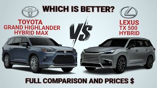 2024 Toyota Grand Highlander Hybrid max vs 2024 Lexus TX500h [upl. by Ecirtaed]