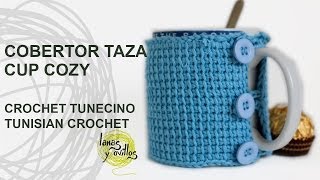 Tutorial Cobertor Tazas Crochet o Ganchillo Tunecino Cup Cozy [upl. by Carlene]