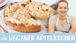 Veganer Apfelkuchen – mit leckeren Streuseln 😍🍎 So saftig und lecker I Einfach Backen [upl. by Ahsemed]