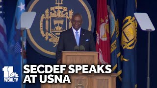 Defense Secretary Lloyd Austin at USNA Graduation and Commissioning Ceremony [upl. by Anahir]