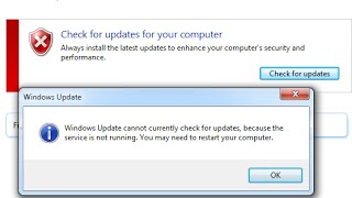 Windows Update cannot currently check for updates because the service is not running in Windows 7 [upl. by Gnihc]