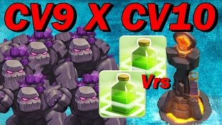 PT CV9 x CV10 GoWiPe com 5Golens 2Pulos  TH9 x TH10 3Star GoWiPe Perfect Attack [upl. by Nagek]