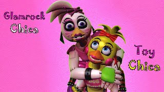 Glamrock Chica Meets Toy Chica  FNAF SECURITY BREACH [upl. by Enecnarf]