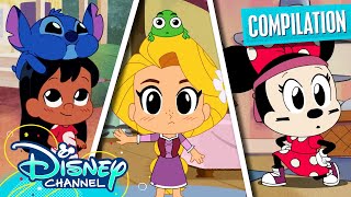 Mega Chibi Tiny Tales Compilation  Disney Princess Mickey Mouse Lilo amp Stitch  disneychannel [upl. by Ahsikin]