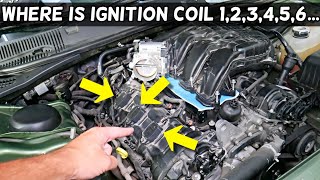 WHERE IS IGNITION COIL 1 2 3 4 5 6 LOCATED ON A CAR [upl. by How825]