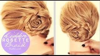 ★HIDDEN ROSETTE BRAID BUN TUTORIAL  CUTE HAIRSTYLES FOR MEDIUM LONG HAIR  UPDO Peinados Trenzas [upl. by Hairahcez470]