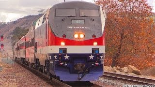 Amtrak Trains  WWII Pearl Harbor troop train featuring P42DC 42 December 7th 2013 [upl. by Amora193]