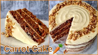 Carrot Cake  Carrot Cake with Cream Cheese Frosting  Carrot Cake Recipe  Soft and Moist Cake [upl. by Remy]