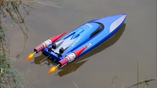 Rocket powered RC Speedboat  Amazing Reaction [upl. by Hylton]