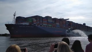 Container Cargo Ship CMA CGM Marco Polo at Savannah River in Savannah GA USA 20210526 2 of 2 [upl. by Heinrike]