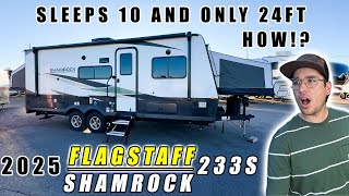 This Hybrid Travel Trailer Might Be Exactly What You Need The New 2025 Flagstaff Shamrock 233S [upl. by Sudnac]