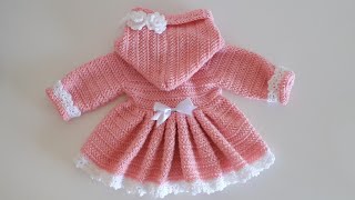 Crochet 17 How to crochet a hooded coat for a baby girl  PART1 [upl. by Haliak953]