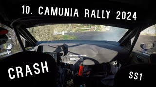 10 Camunia Rally 2024  SS 1 CRASH [upl. by Malvin727]