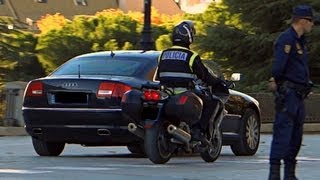 Motorcade escolta vip escort president brasil spain and Spanish royal family in Madrid [upl. by Siroved]