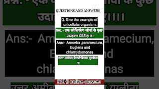 example of unicellular organisms एक कोशिकीय जीवों के उदाहरण biologyimportantquestion [upl. by Paluas]