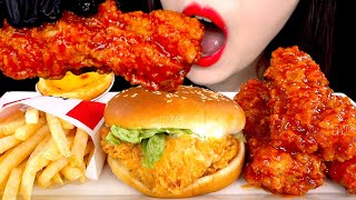 ASMR KFC SPICY FRIED CHICKEN ZINGER BURGER KFC 징거버거 양념치킨 먹방 MUKBANG EATING SOUNDS 咀嚼音  ZOEY ASMR [upl. by Kalam]