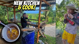 Philippines Hilltop House BUILDING DIRTY KITCHEN Cooking Moongo Soup amp New Projects [upl. by Gwen396]