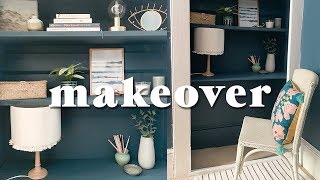 Small Closet to Home Office Room Makeover Transformation amp DIYs [upl. by Connor]