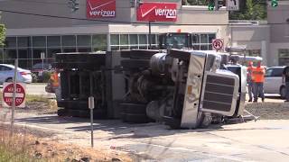 West Nyack NY Fire Department operates at a Overturned Dump truck Route 303 near NY State Thruway [upl. by Toffic]